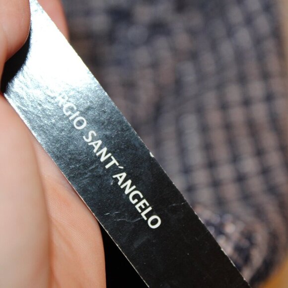 NEW Giorgio Sant’ Angelo blue and white knit bow accent woman’s coat size 18 - Picture 5 of 9